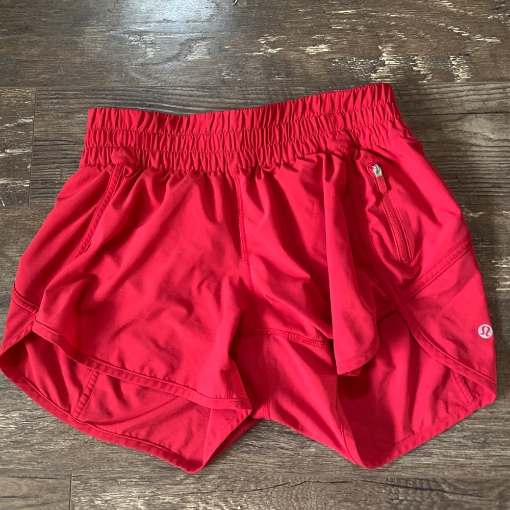 Lululemon red running shorts
